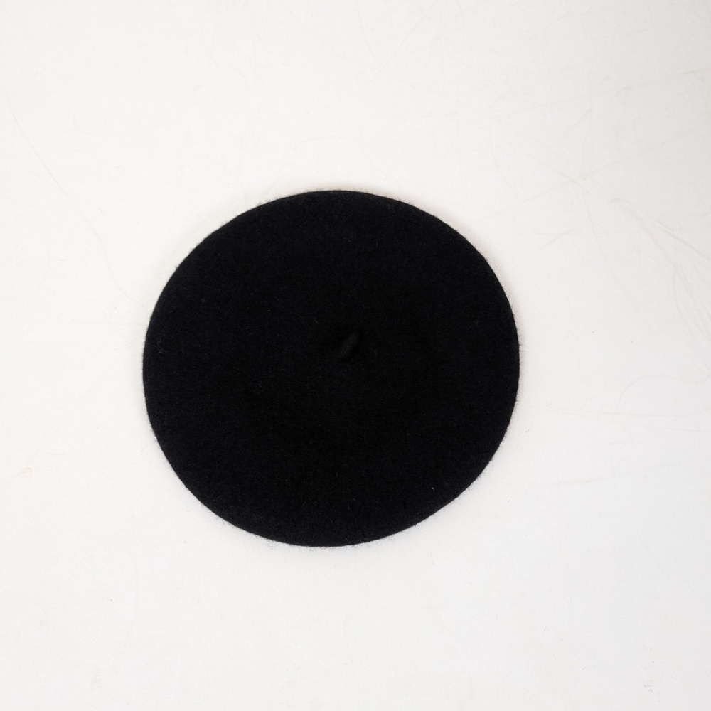 *Free with Purchase* Black Wool Beret Circular Hat Cap Flat-Crowned French - Picture 5 of 5